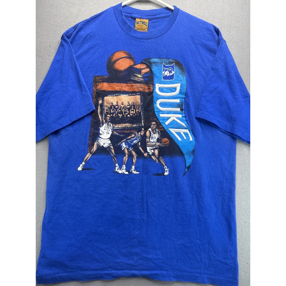 Vintage Duke Blue Devils Single Stitch Graphic T-Shirt Embroidered XL Basketball
